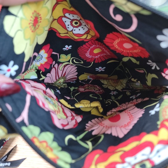 Bella Taylor Quilted Fabric Black Floral Crossbody Shoulder Bag & Wallet Set Lot - Picture 10 of 16